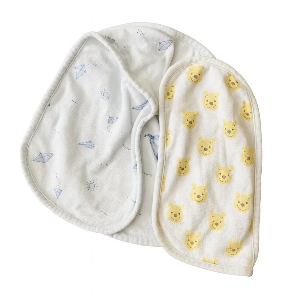 Soft Blue & White Burp Rags – Nautical & Bear Print – One Size Baby Essential